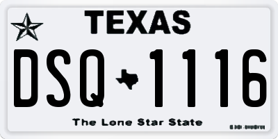 TX license plate DSQ1116