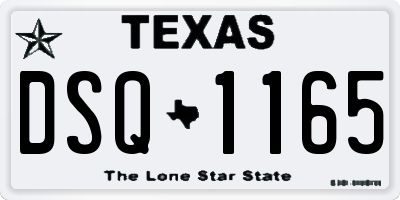 TX license plate DSQ1165