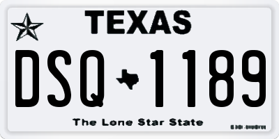 TX license plate DSQ1189