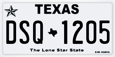 TX license plate DSQ1205