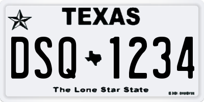 TX license plate DSQ1234