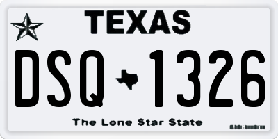 TX license plate DSQ1326