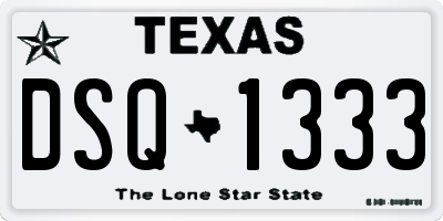 TX license plate DSQ1333