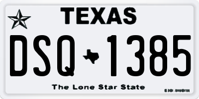 TX license plate DSQ1385