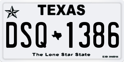 TX license plate DSQ1386