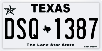 TX license plate DSQ1387