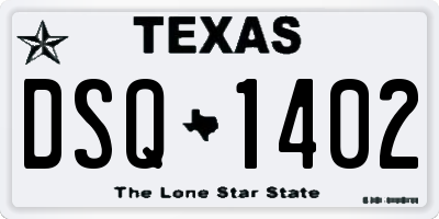TX license plate DSQ1402