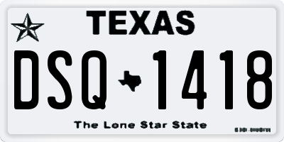 TX license plate DSQ1418