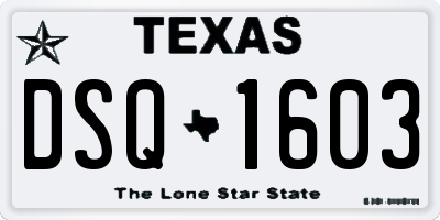 TX license plate DSQ1603