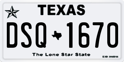 TX license plate DSQ1670