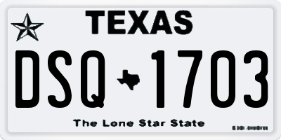 TX license plate DSQ1703
