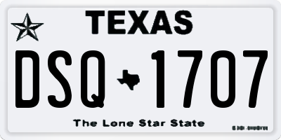 TX license plate DSQ1707