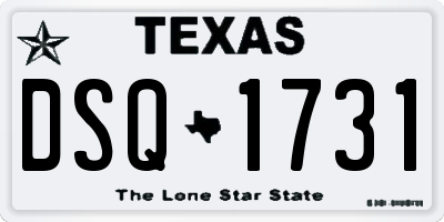 TX license plate DSQ1731