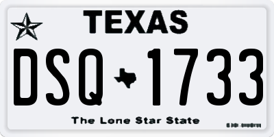 TX license plate DSQ1733