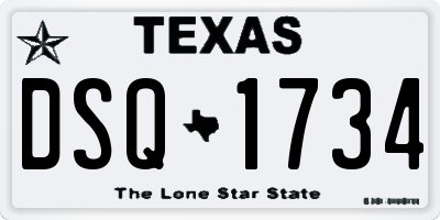 TX license plate DSQ1734