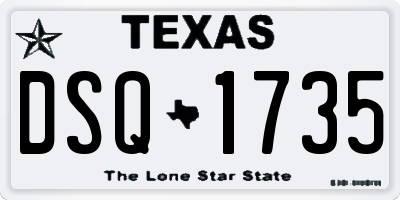 TX license plate DSQ1735