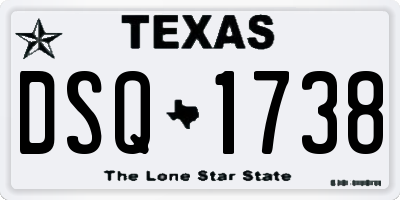 TX license plate DSQ1738