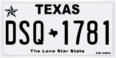 TX license plate DSQ1781