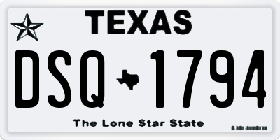 TX license plate DSQ1794