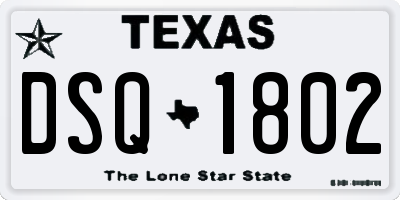 TX license plate DSQ1802