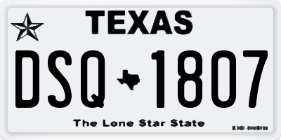 TX license plate DSQ1807
