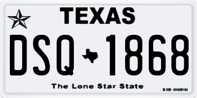 TX license plate DSQ1868