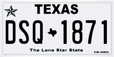 TX license plate DSQ1871