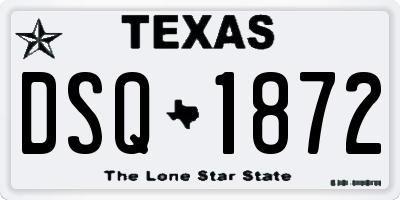 TX license plate DSQ1872