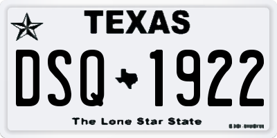 TX license plate DSQ1922