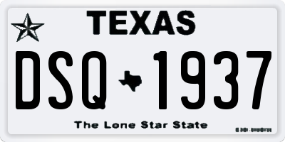 TX license plate DSQ1937