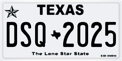 TX license plate DSQ2025