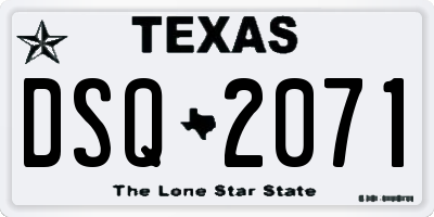 TX license plate DSQ2071