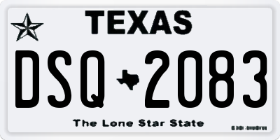 TX license plate DSQ2083