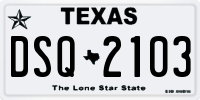 TX license plate DSQ2103