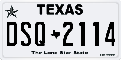 TX license plate DSQ2114