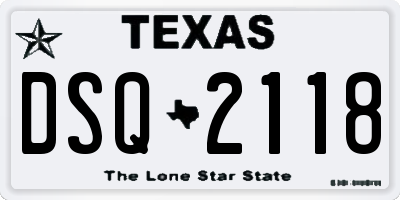 TX license plate DSQ2118