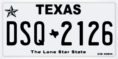 TX license plate DSQ2126
