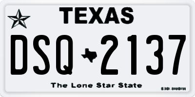 TX license plate DSQ2137
