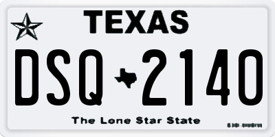 TX license plate DSQ2140