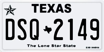 TX license plate DSQ2149