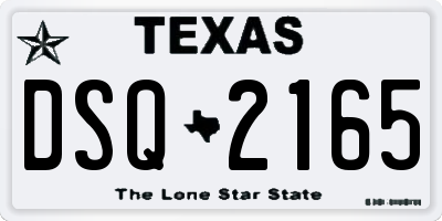TX license plate DSQ2165