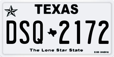 TX license plate DSQ2172