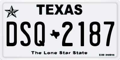 TX license plate DSQ2187