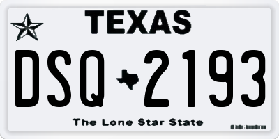 TX license plate DSQ2193