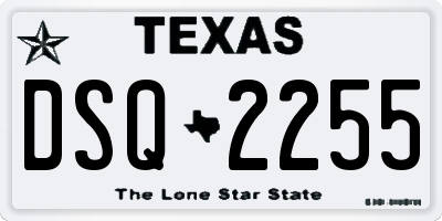 TX license plate DSQ2255