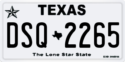 TX license plate DSQ2265