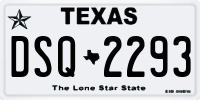 TX license plate DSQ2293