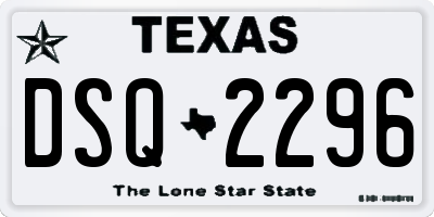 TX license plate DSQ2296