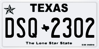 TX license plate DSQ2302