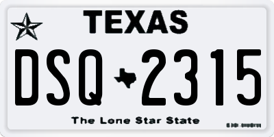 TX license plate DSQ2315